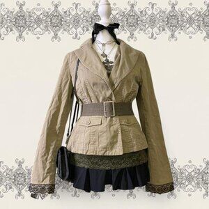 Y2K Tan Ann Taylor loft button up blazer jacket